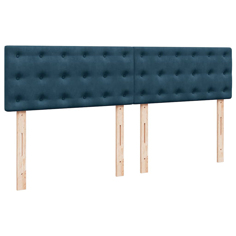 Pat box spring cu saltea, albastru, 200x200 cm, catifea