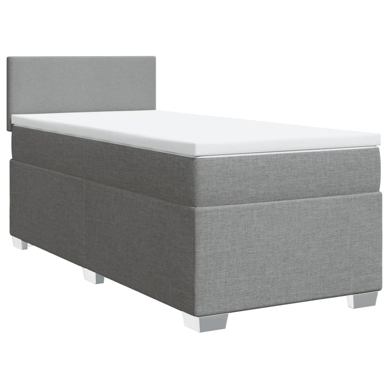 Pat continental cu saltea, gri deschis, 80x200 cm, textil