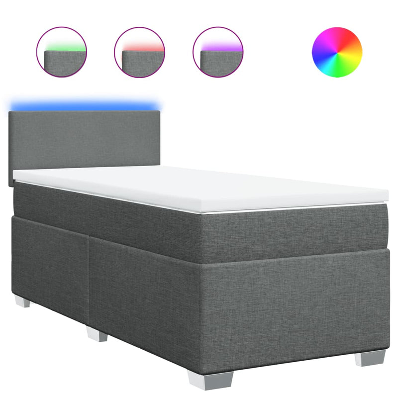 Pat box spring cu saltea, gri închis, 80x200 cm, textil
