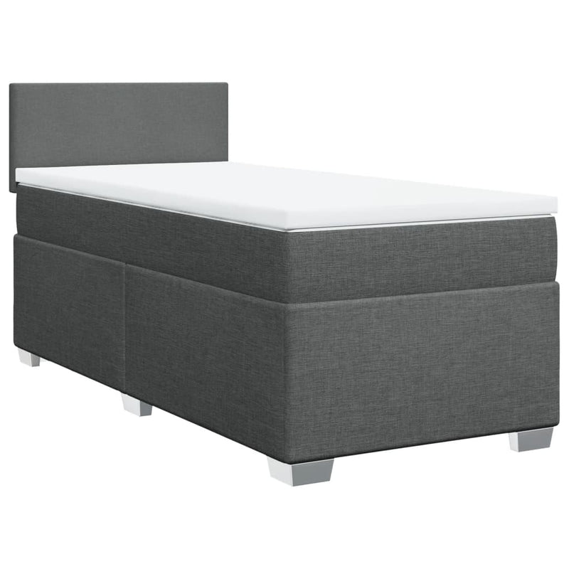 Pat box spring cu saltea, gri închis, 80x200 cm, textil
