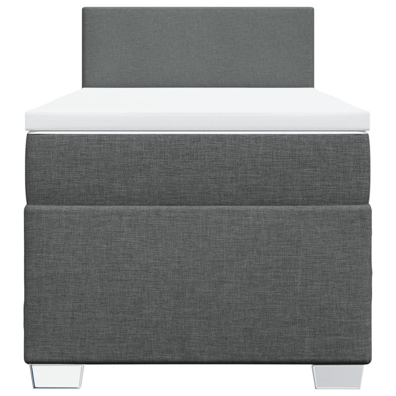 Pat box spring cu saltea, gri închis, 80x200 cm, textil