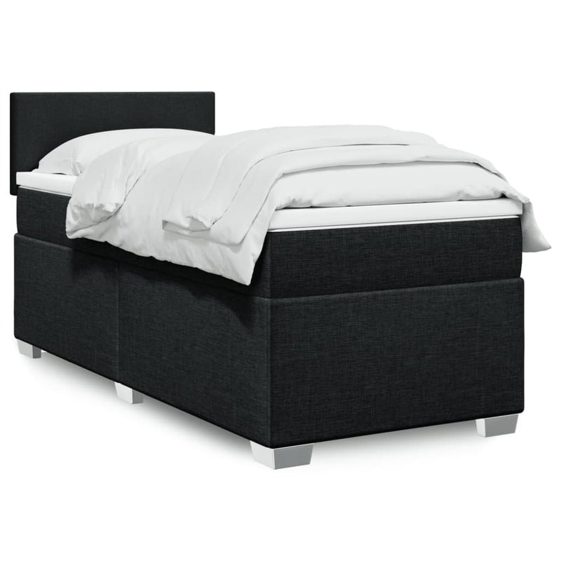 Pat box spring cu saltea, negru, 80x200 cm, textil