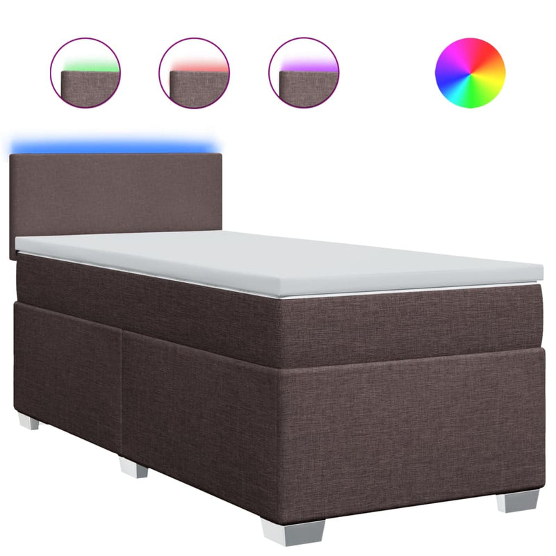 Pat box spring cu saltea, maro închis, 80x200 cm, textil