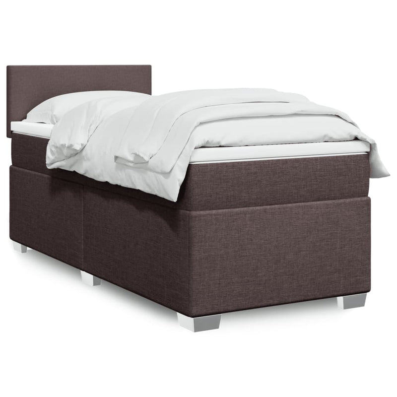 Pat box spring cu saltea, maro închis, 80x200 cm, textil
