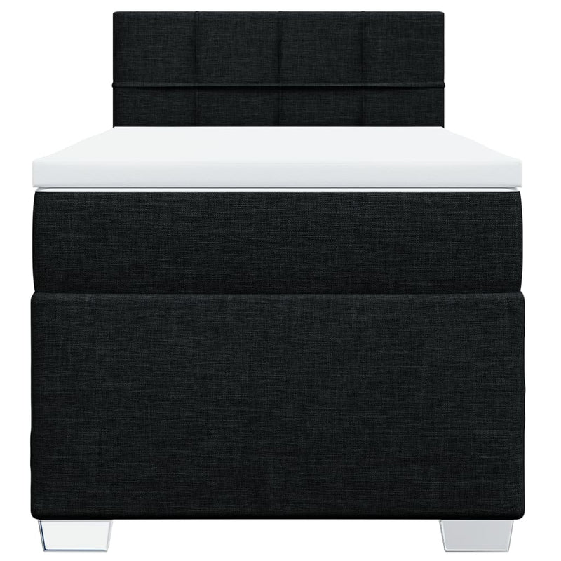 Pat box spring cu saltea, negru, 80x200 cm, textil
