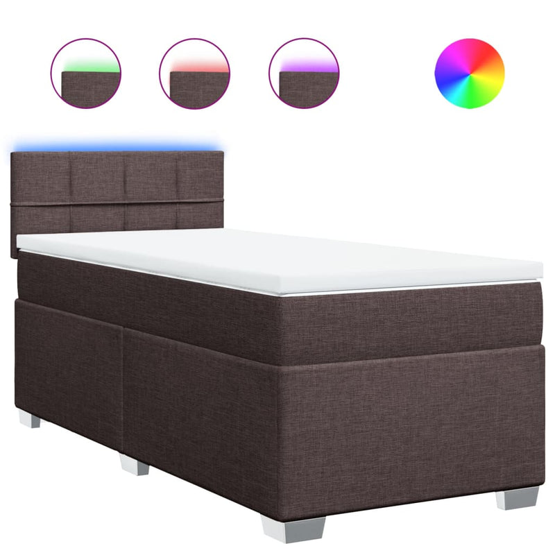 Pat box spring cu saltea, maro închis, 80x200 cm, textil