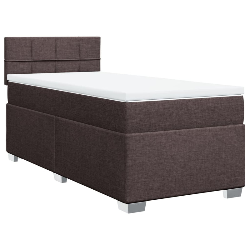Pat box spring cu saltea, maro închis, 80x200 cm, textil