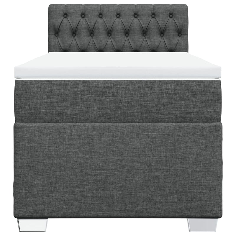 Pat box spring cu saltea, gri închis, 80x200 cm, textil