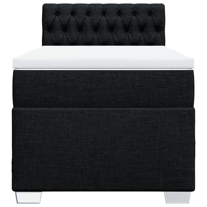 Pat box spring cu saltea, negru, 80x200 cm, textil
