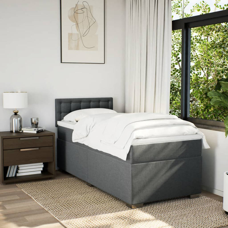 Pat box spring cu saltea, gri închis, 80x200 cm, textil