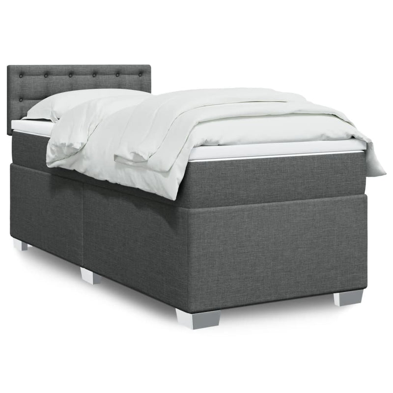Pat box spring cu saltea, gri închis, 80x200 cm, textil