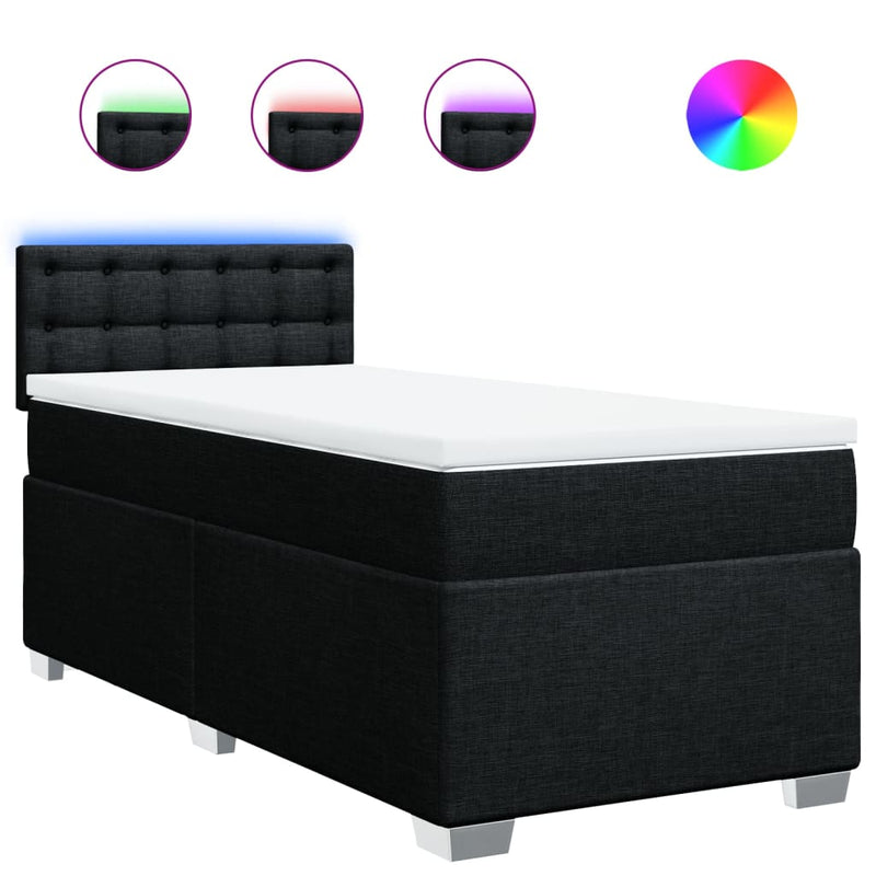 Pat box spring cu saltea, negru, 80x200 cm, textil