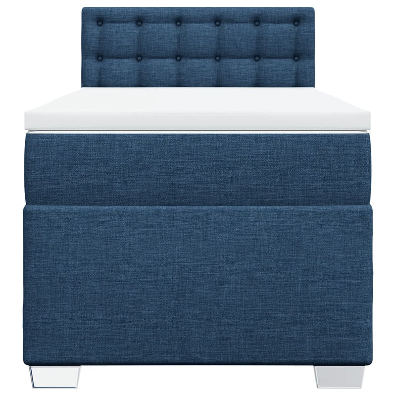 Pat box spring cu saltea, albastru, 80x200 cm, textil