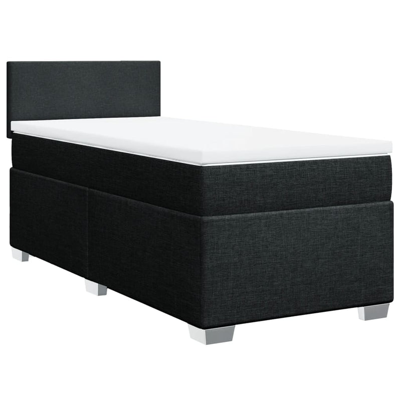 Pat box spring cu saltea, negru, 90x190 cm, textil