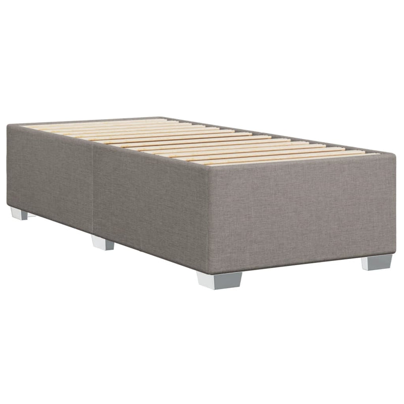 Pat box spring cu saltea, gri taupe, 90x190 cm, textil