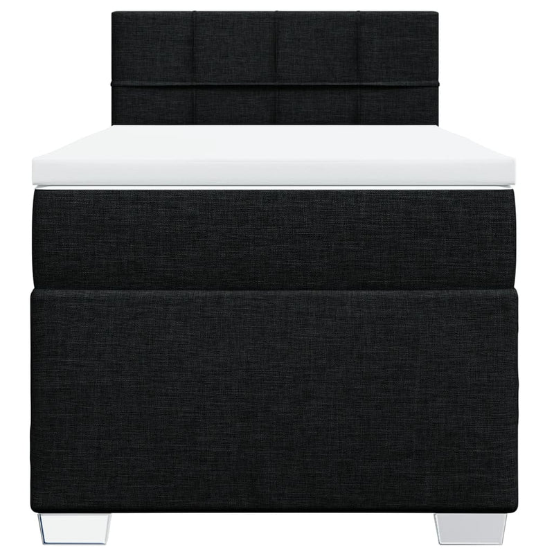 Pat box spring cu saltea, negru, 90x190 cm, textil