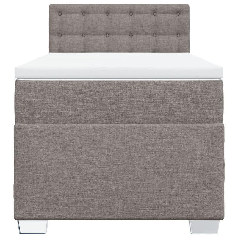 Pat box spring cu saltea, gri taupe, 90x200 cm, textil