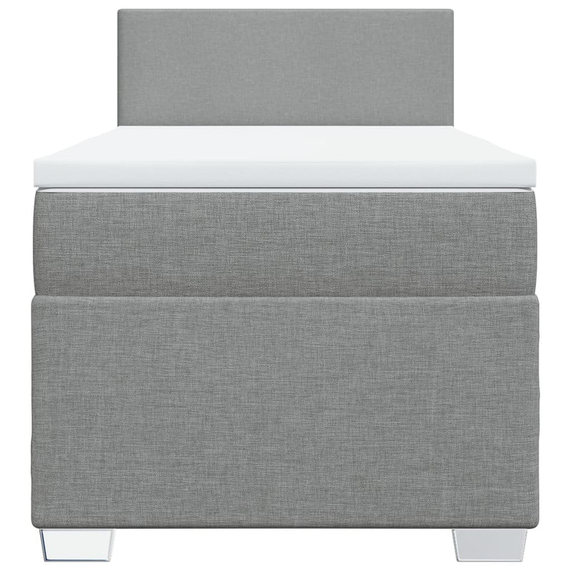 Pat box spring cu saltea, gri deschis, 100x200 cm, textil