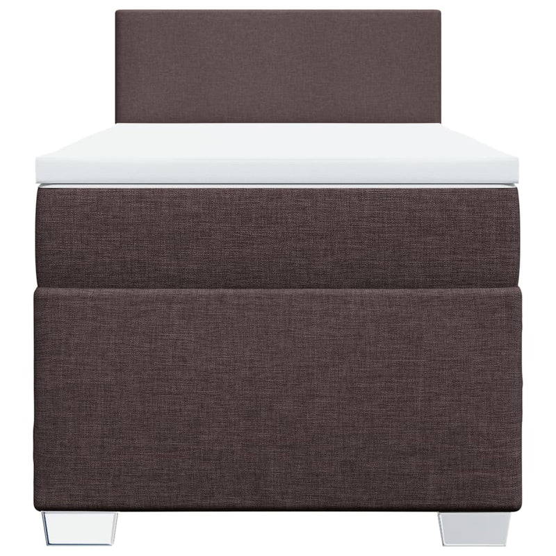 Pat box spring cu saltea, maro închis, 100x200 cm, textil