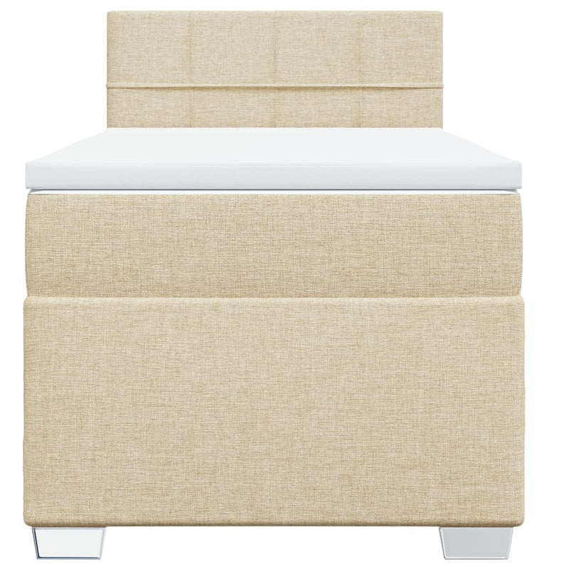 Pat box spring cu saltea, crem, 100x200 cm, textil