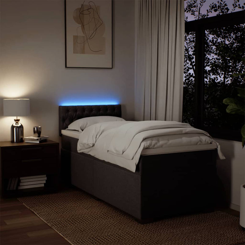 Pat box spring cu saltea, maro închis, 100x200 cm, textil