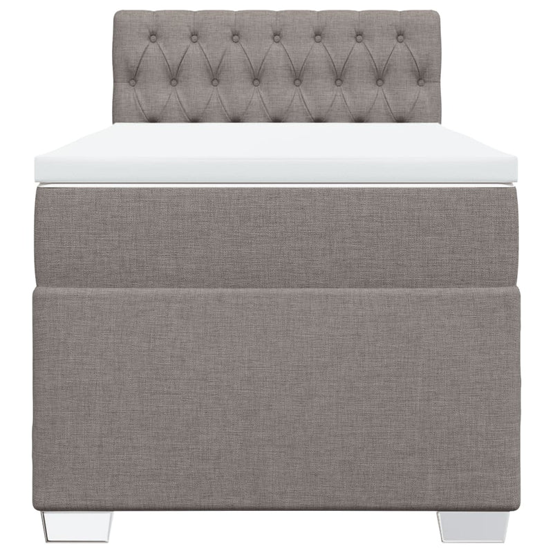 Pat box spring cu saltea, gri taupe, 100x200 cm, textil