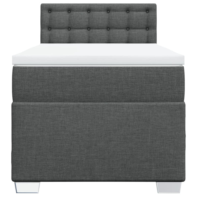Pat box spring cu saltea, gri închis, 100x200 cm, textil