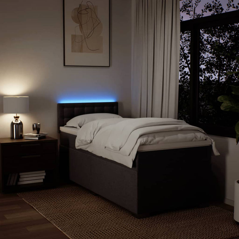 Pat box spring cu saltea, maro închis, 100x200 cm, textil