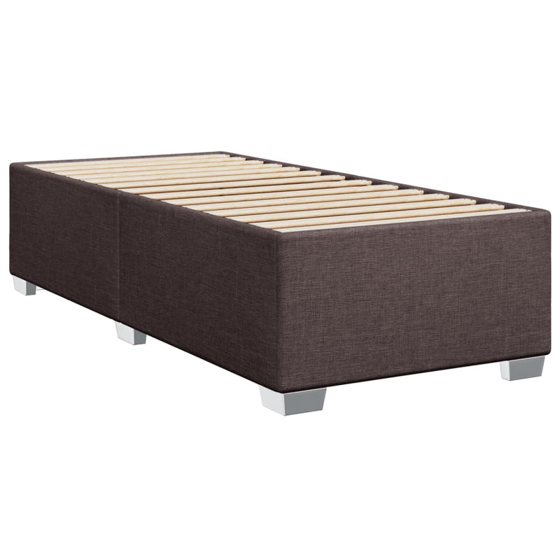 Pat box spring cu saltea, maro închis, 100x200 cm, textil