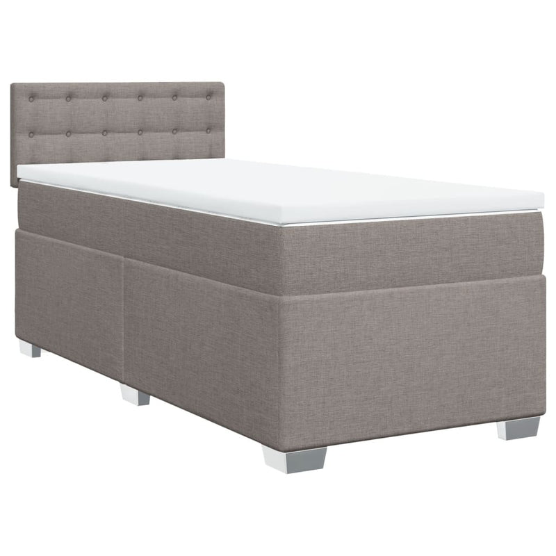 Pat box spring cu saltea, gri taupe, 100x200 cm, textil