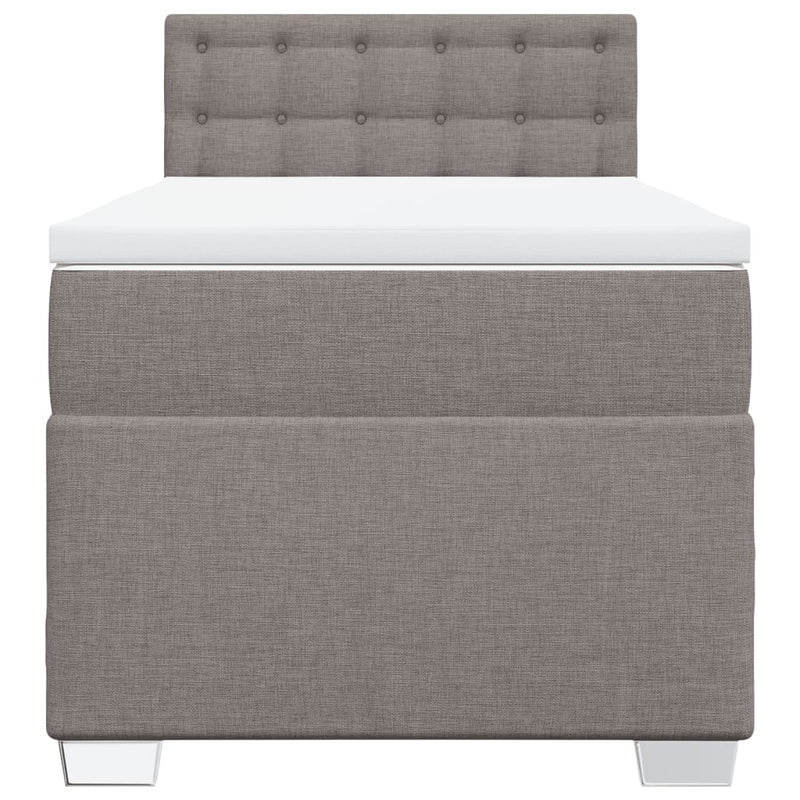 Pat box spring cu saltea, gri taupe, 100x200 cm, textil