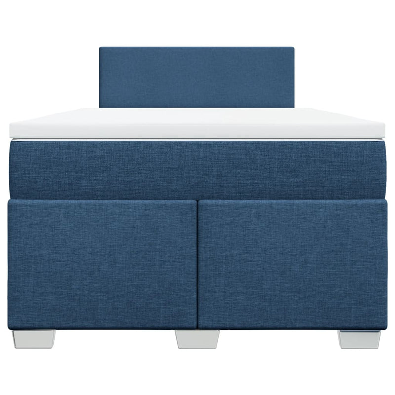 Pat box spring cu saltea, albastru, 120x190 cm, material textil