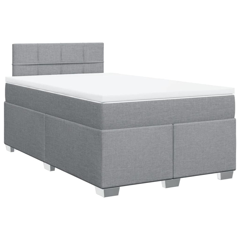 Pat box spring cu saltea, gri deschis, 120x190 cm, textil
