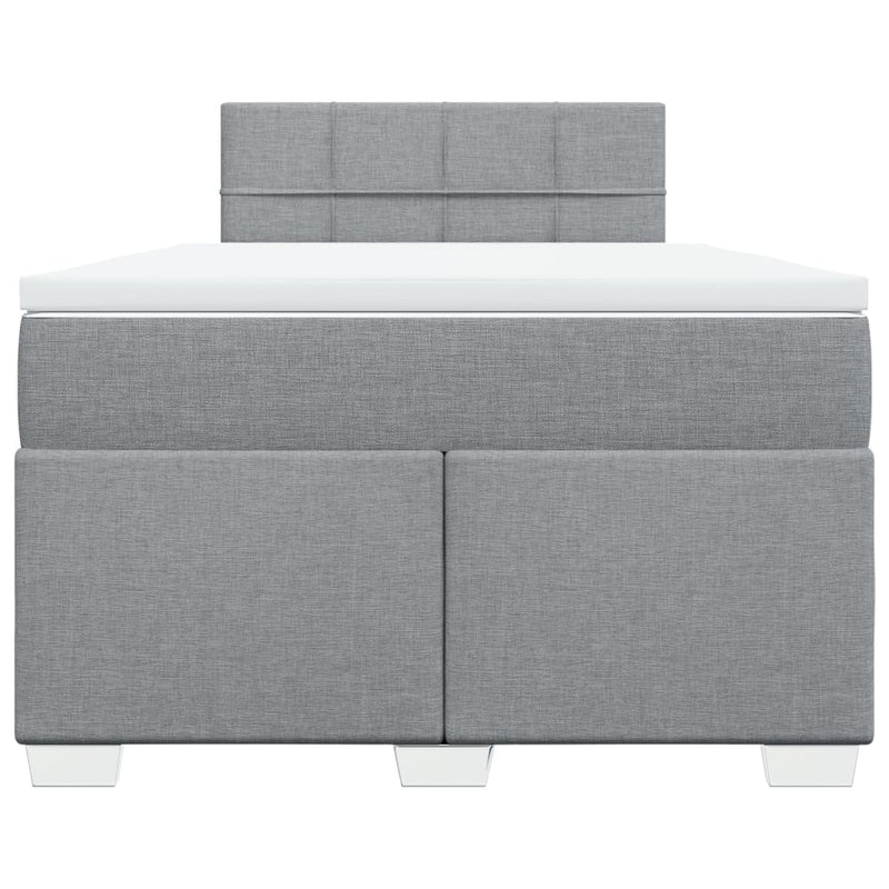 Pat box spring cu saltea, gri deschis, 120x190 cm, textil