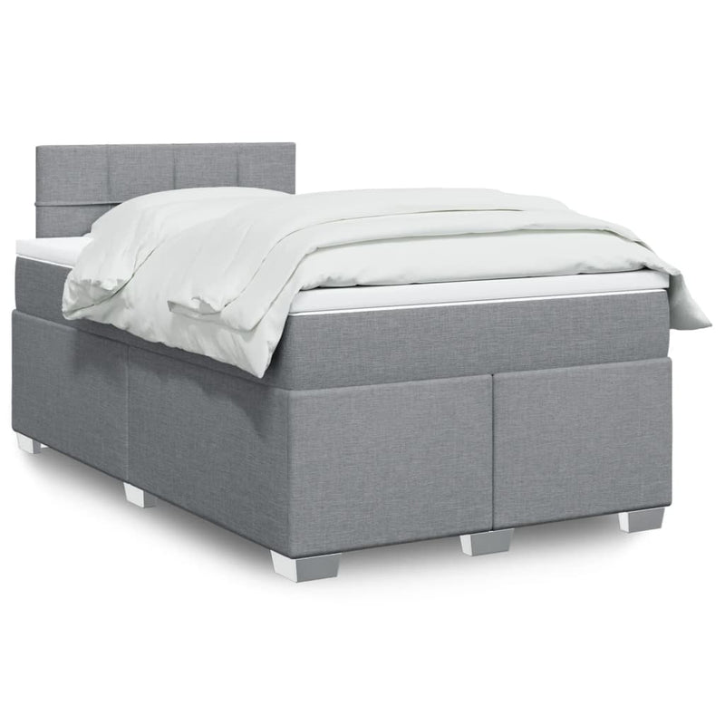 Pat box spring cu saltea, gri deschis, 120x190 cm, textil