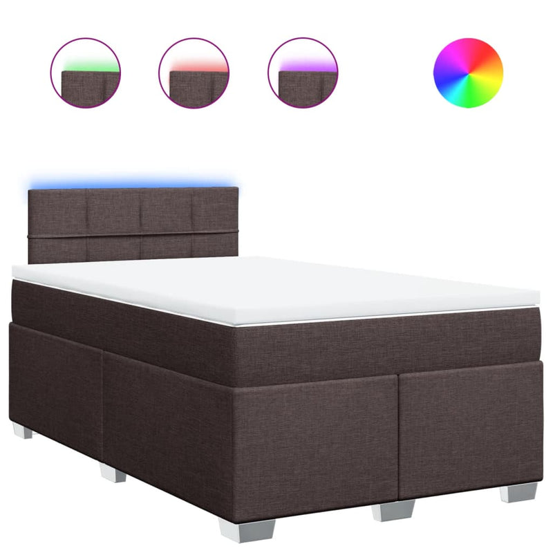 Pat box spring cu saltea, maro închis, 120x190 cm, textil
