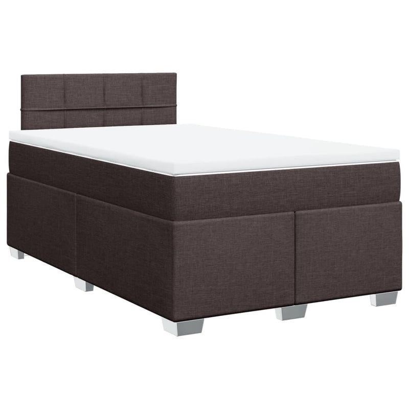 Pat box spring cu saltea, maro închis, 120x190 cm, textil