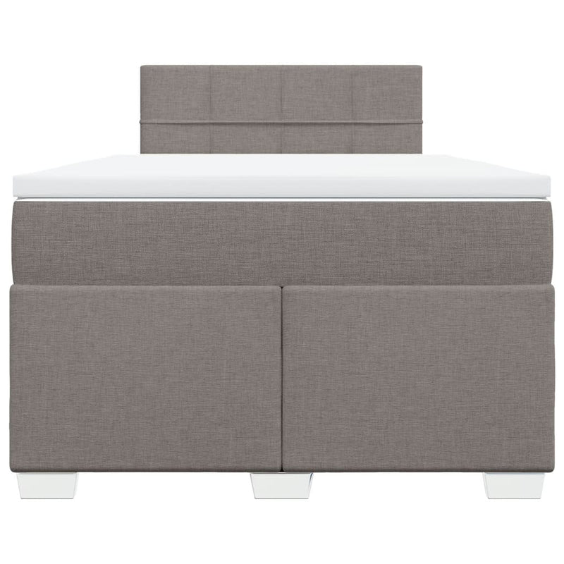 Pat box spring cu saltea, taupe, 120x190 cm material textil