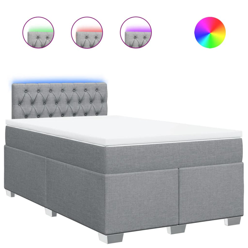 Pat box spring cu saltea, gri deschis, 120x190 cm, textil