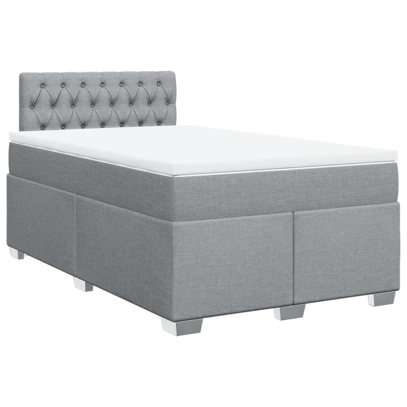Pat box spring cu saltea, gri deschis, 120x190 cm, textil