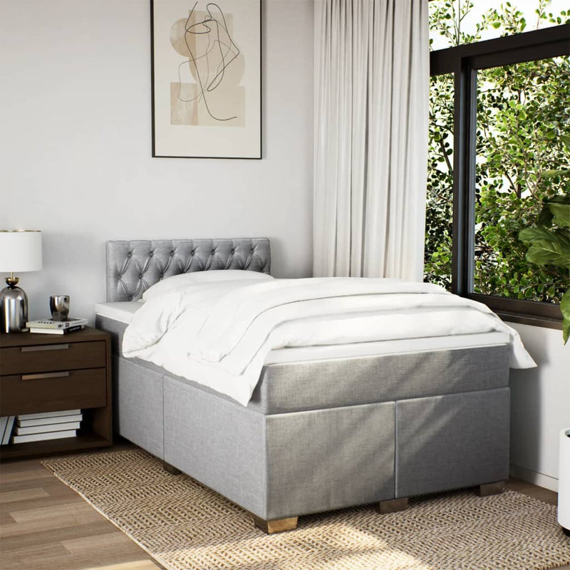 Pat box spring cu saltea, gri deschis, 120x190 cm, textil