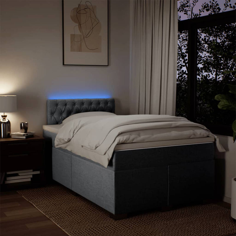 Pat box spring cu saltea, gri deschis, 120x190 cm, textil