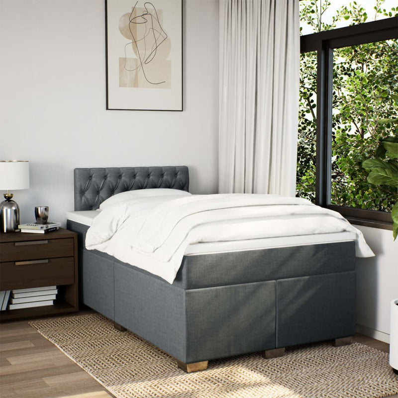 Pat box spring cu saltea, gri închis, 120x190 cm, textil