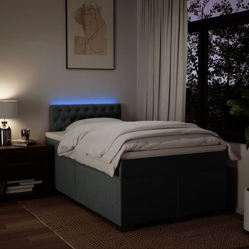 Pat box spring cu saltea, gri închis, 120x190 cm, textil
