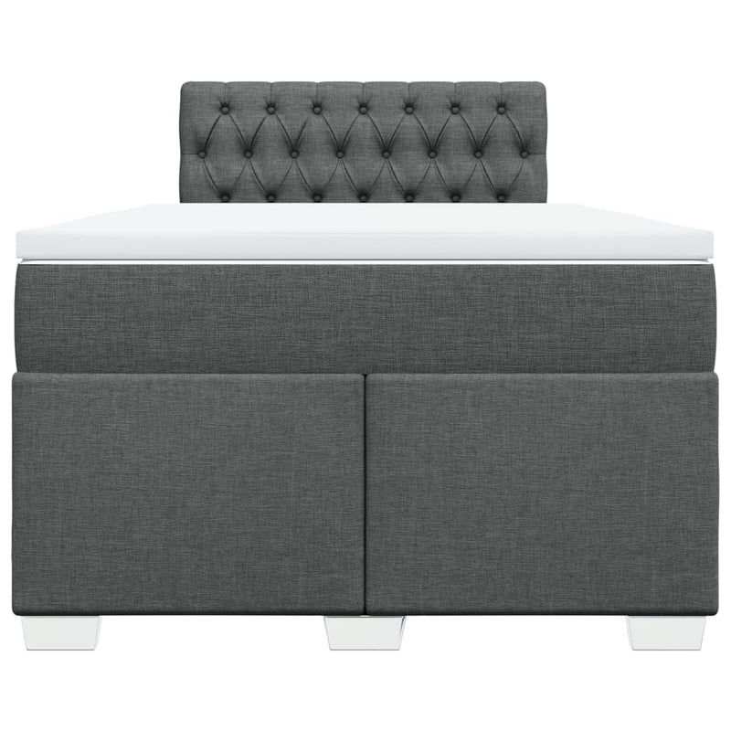 Pat box spring cu saltea, gri închis, 120x190 cm, textil