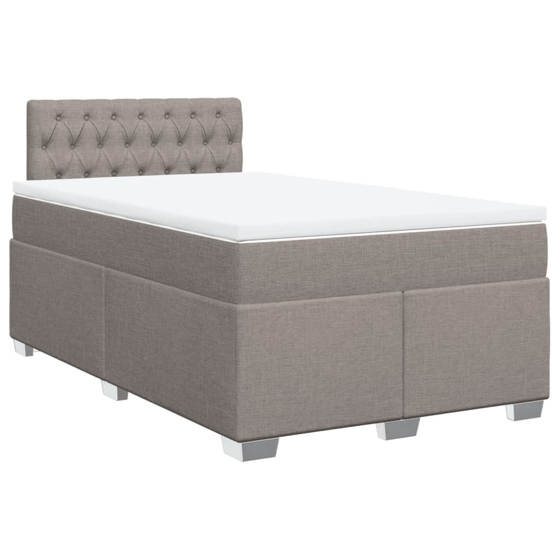 Pat box spring cu saltea, taupe, 120x190 cm material textil