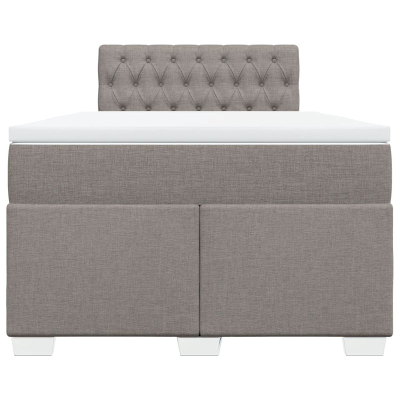 Pat box spring cu saltea, taupe, 120x190 cm material textil