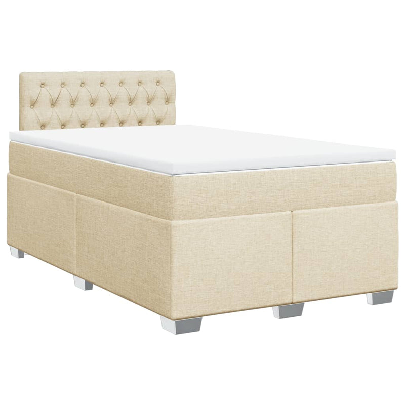 Pat continental cu saltea, crem, 120x190 cm, textil