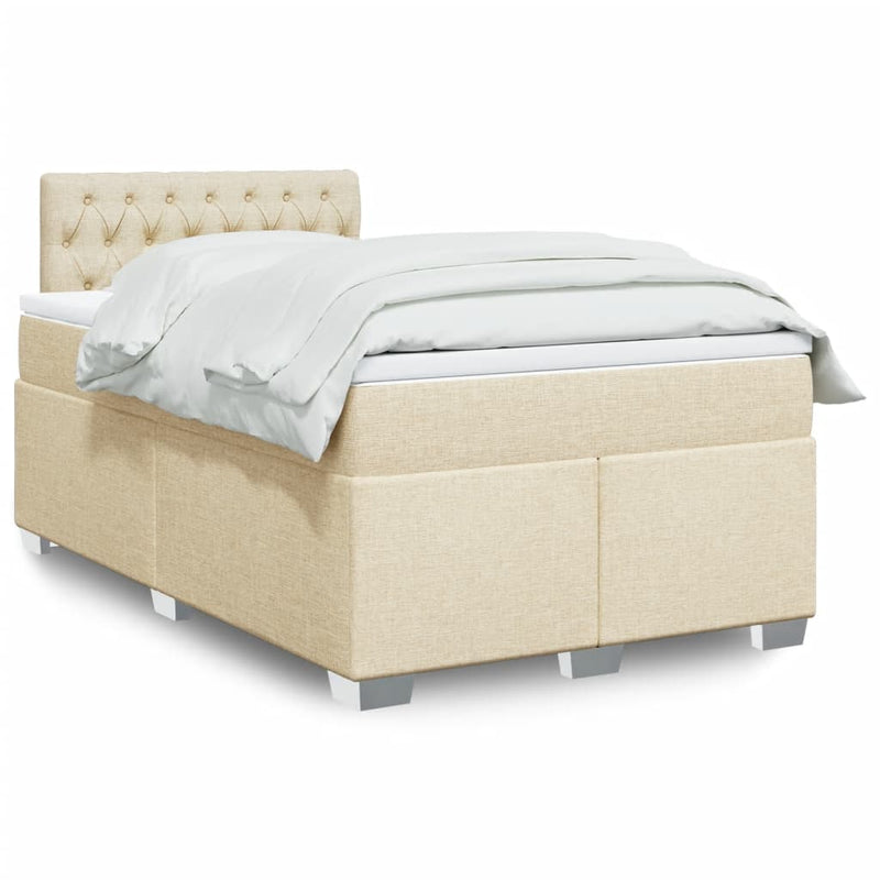 Pat continental cu saltea, crem, 120x190 cm, textil