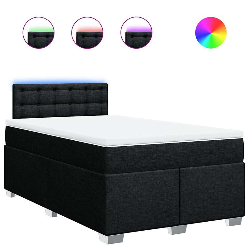 Pat box spring cu saltea, negru, 120x190 cm, catifea